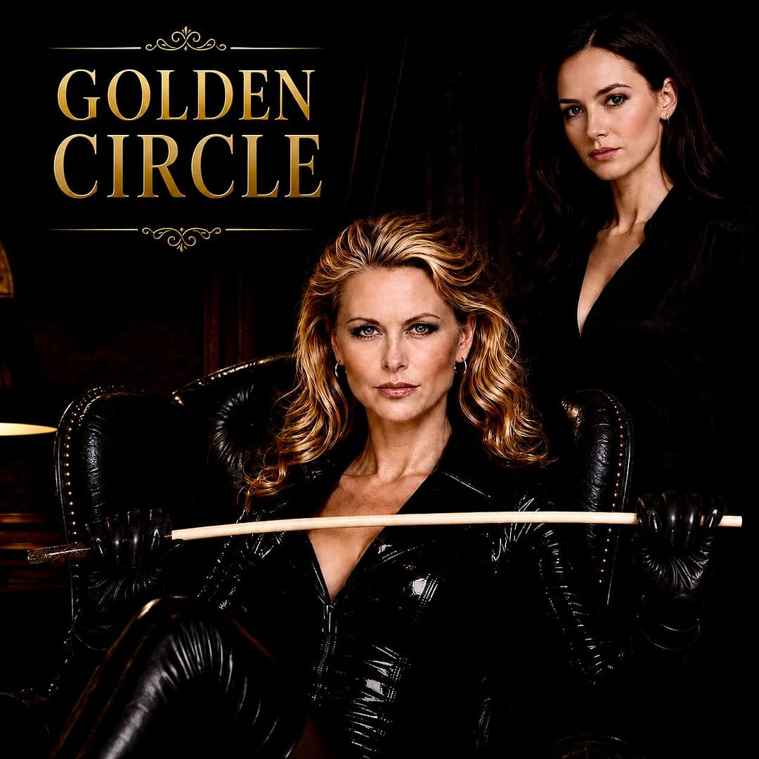 Lady Sas and Lady Victoria posing in elegant black outfits for the Patreon Golden Circle membership area.