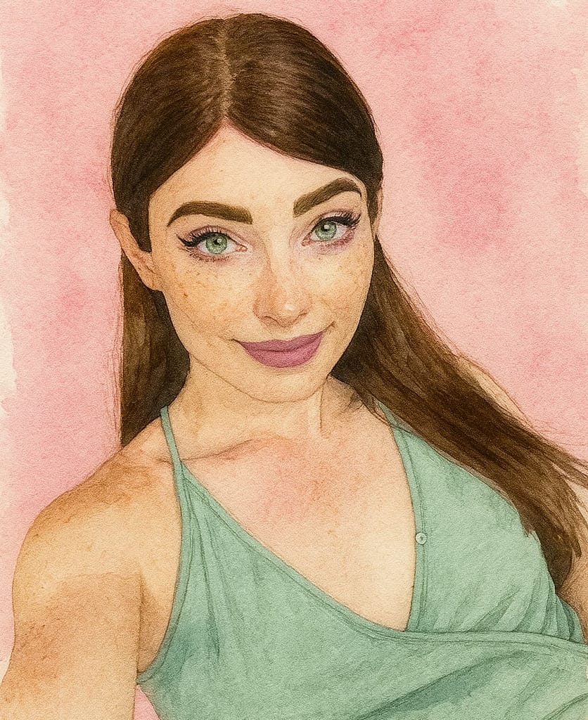 Trans-Ikone Natalie Mars als Portrait und Wasserfarbenillustration.