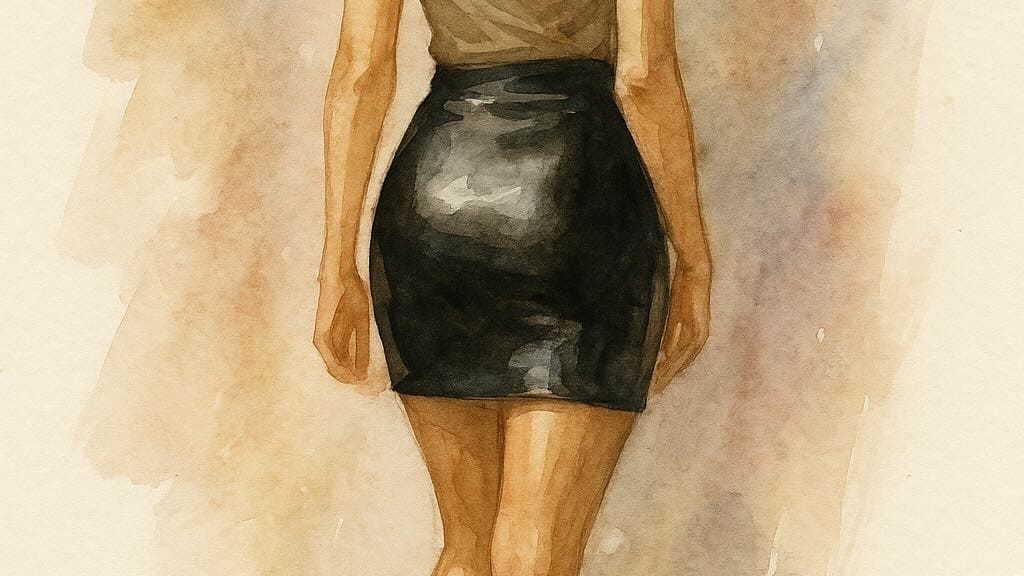 Anilingus – künstlerische Darstellung eines Symbolbild, das eine Frau im Lederrock von hinten zeigt.