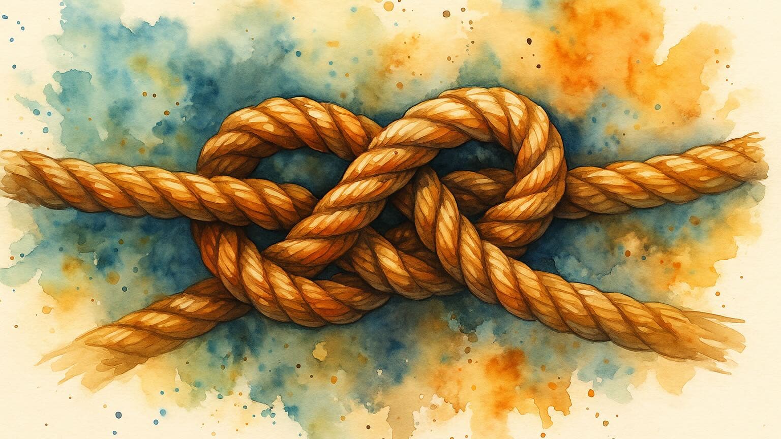 Rope Bunny Symbolbild: ein Knoten, kunstvolles Wasserfarbenbild.