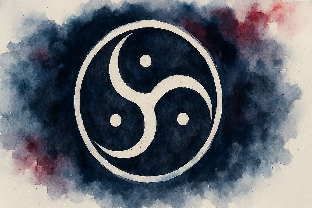 Triskele (BDSM-Emblem) als künstlerisches Wasserfarbenbild.