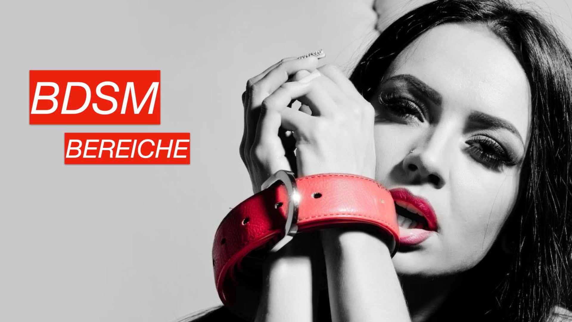 BDSM Bereiche. Das Bild zeigt ein Frauenportrait mit gefesselten Händen.