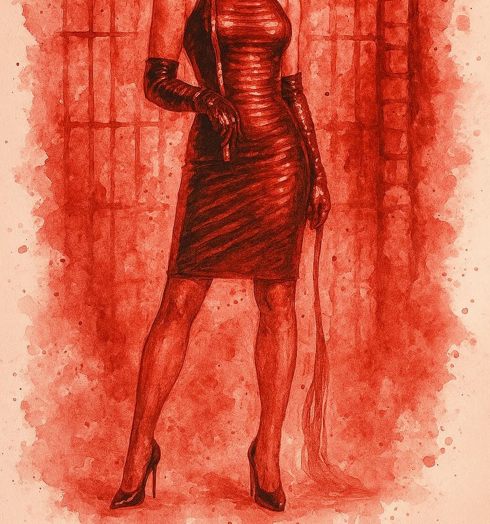 Private Femdoms suchen einen Sub. Bild: Femdom Wasserfarben-Illustration.