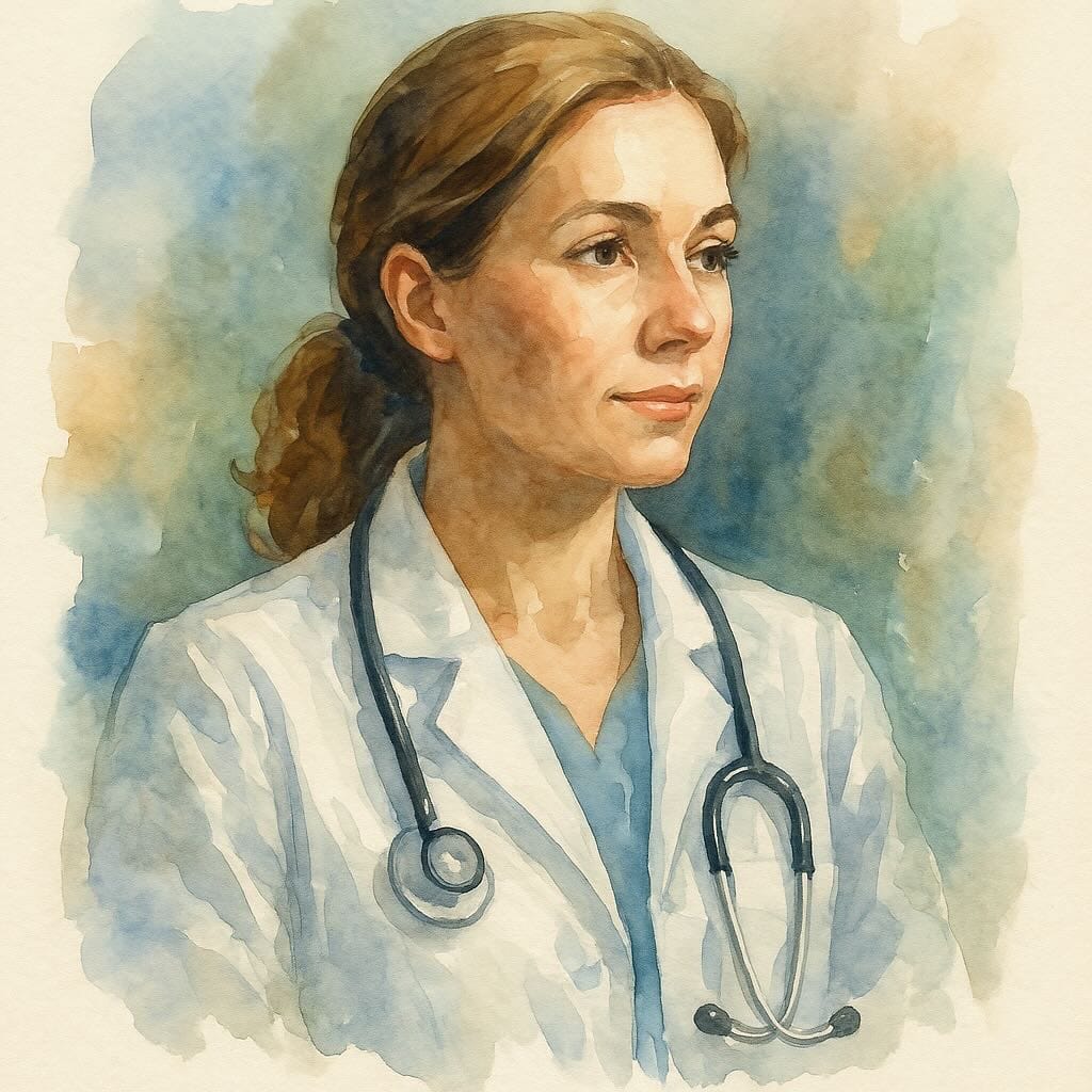 Eine Ärztin im Bereich Klinik-Erotik oder im weißen Bereich.