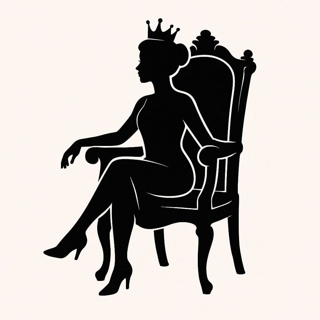 Facesitting – Herrin sitzt auf dem Gesicht des Subs. Erotische BDSM-Praktik im Femdom. Hier: Symbolbild, Herrin auf einem Thron.