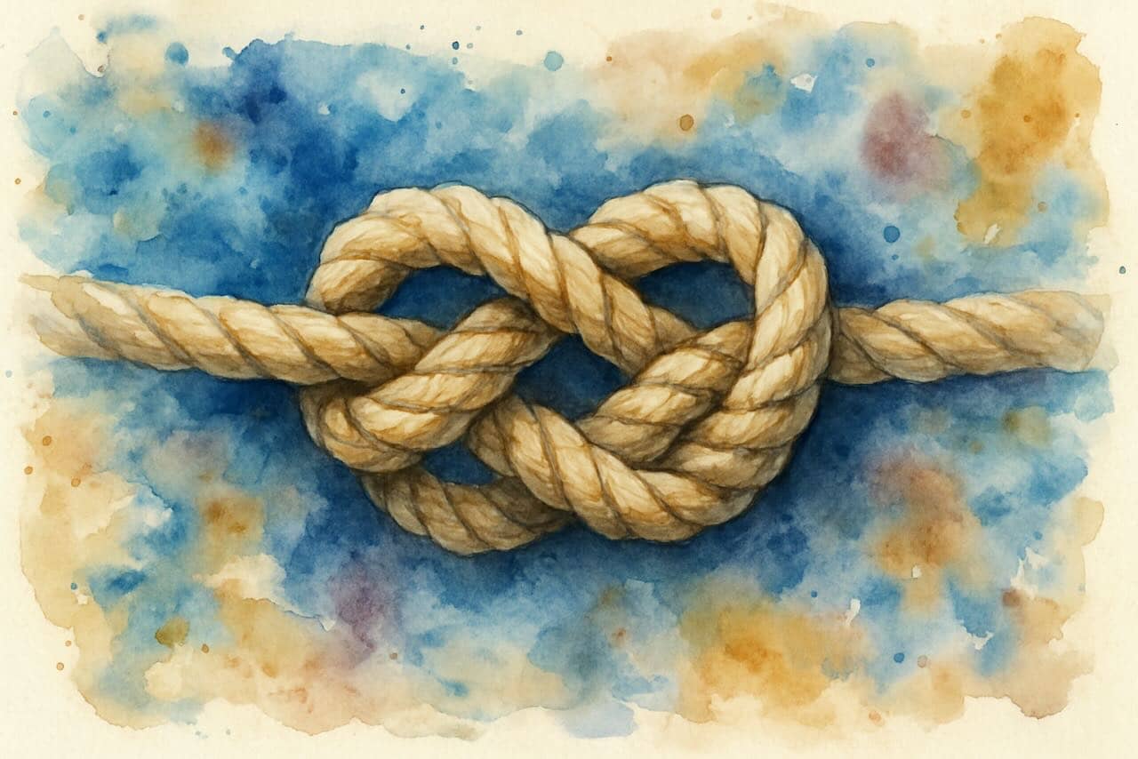 Abstrakte Wasserfarbenillustration eines Seils mit Knoten Symbol für Shibari